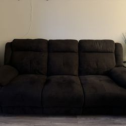Dark Grey Recliner Sofa and Chair