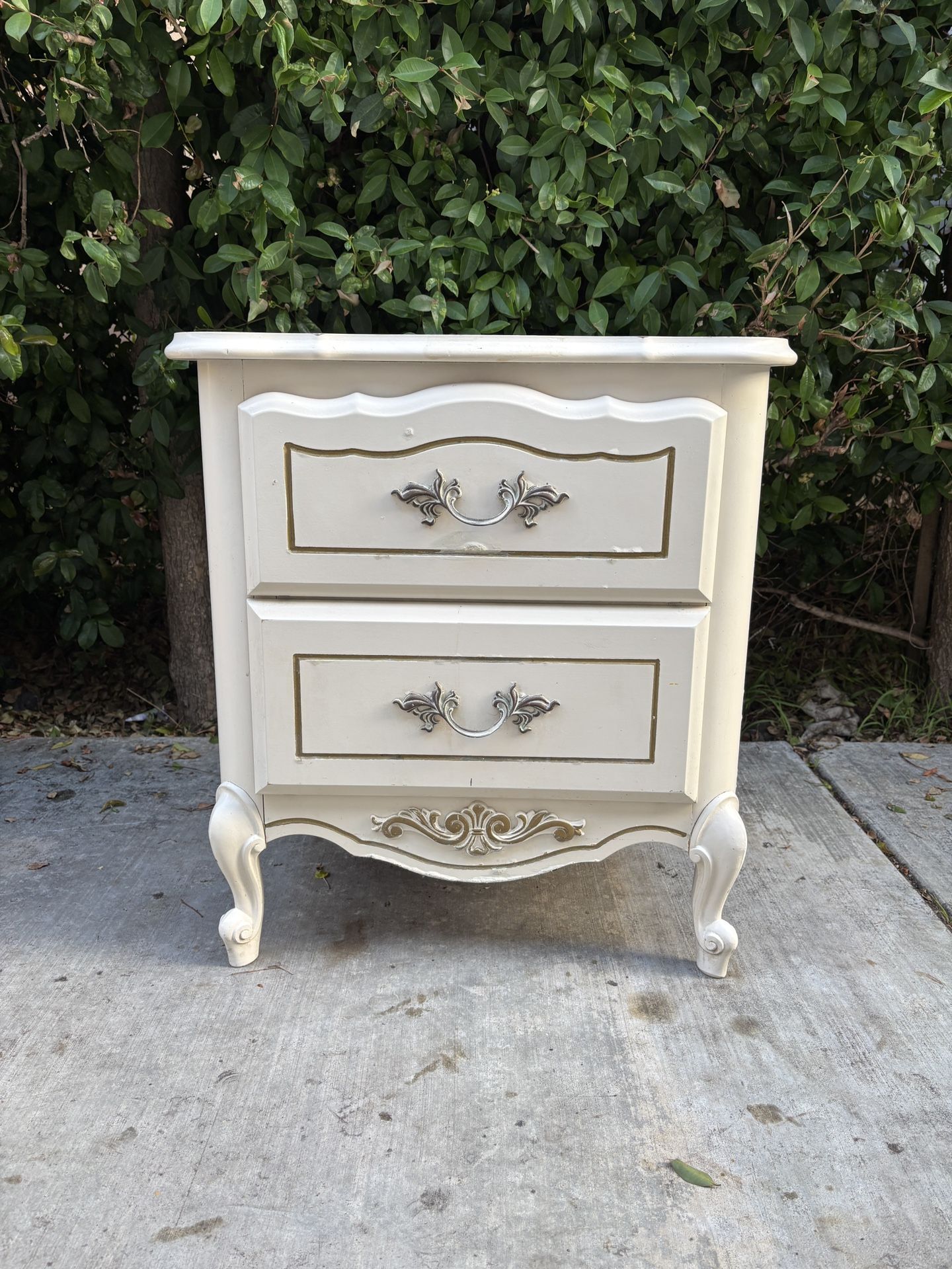 Vintage White French Provincial Nightstand / End Table Drawer