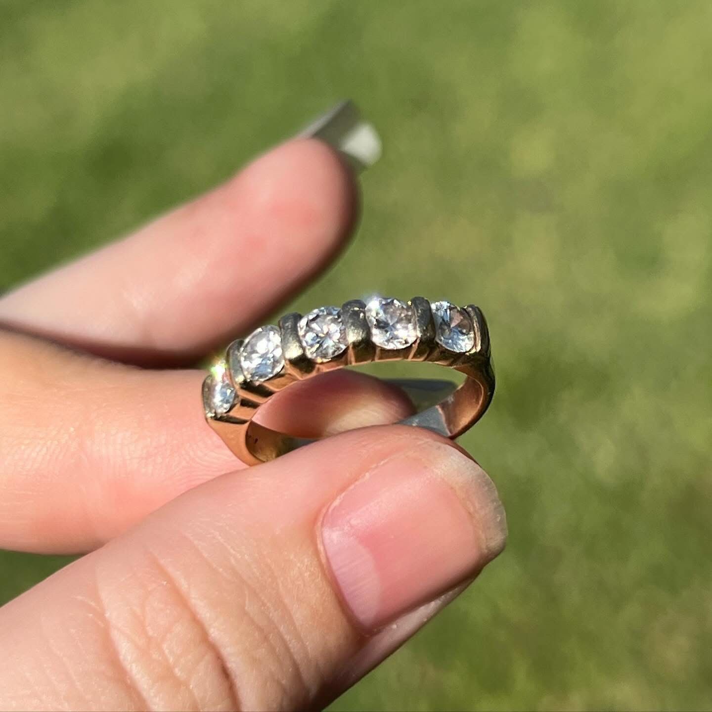 2ct Natural Diamond, Solid 14k Yellow Gold 5 VS-VVS Diamonds