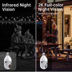 Light Bulb Security Cameras Wireless Outdoor - 5G&2.4G wifi bulb Cameras for Home Security Outside Indoor, Full-Color Night Vision, Siren Alarm, 24/7 