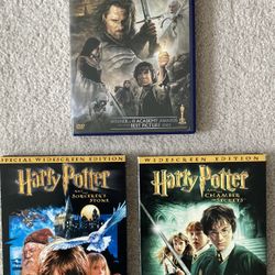 Set Of 3 Harry Potter And Lord Of The Rings DVDs. 
