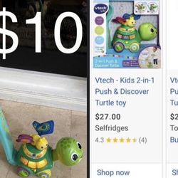 $10 V Tech Kids 2 in 1 Push and Discover Turtle 🐢 and Butterfly 🦋 Educational Toy w/batteries