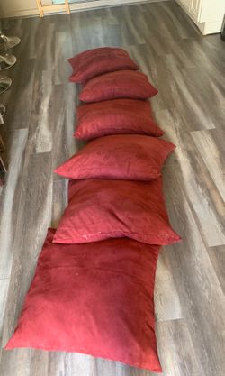 6 2x2 Big Throw Pillows... Cranberry color....