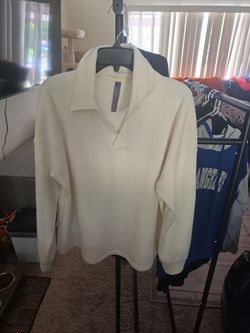 Mondetta XL white corduroy fleece pullover sweater