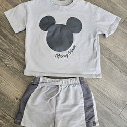 DISNEY/H&M Light Gray Mickey Mouse Set Sz 12M