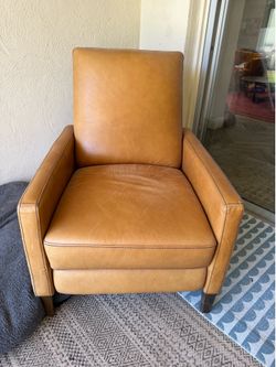 West Elm Tan Leather Recliner