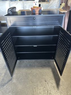 Black Shoe Storage Cabinet with Drawer, Modern Shoe Rack with Removable Shelves