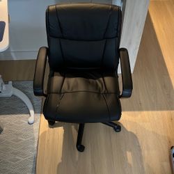 Black Faux Leather Desk Chair