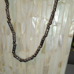 Silver Tone Twisted Bead Necklace 