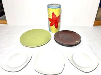 Ceramic Vase & 5 Decorative Plates