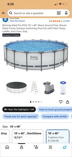 Above ground pool - Bestway Steel ProMax 18’ by 48”