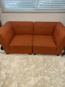 Orange Mid Century Sofa 