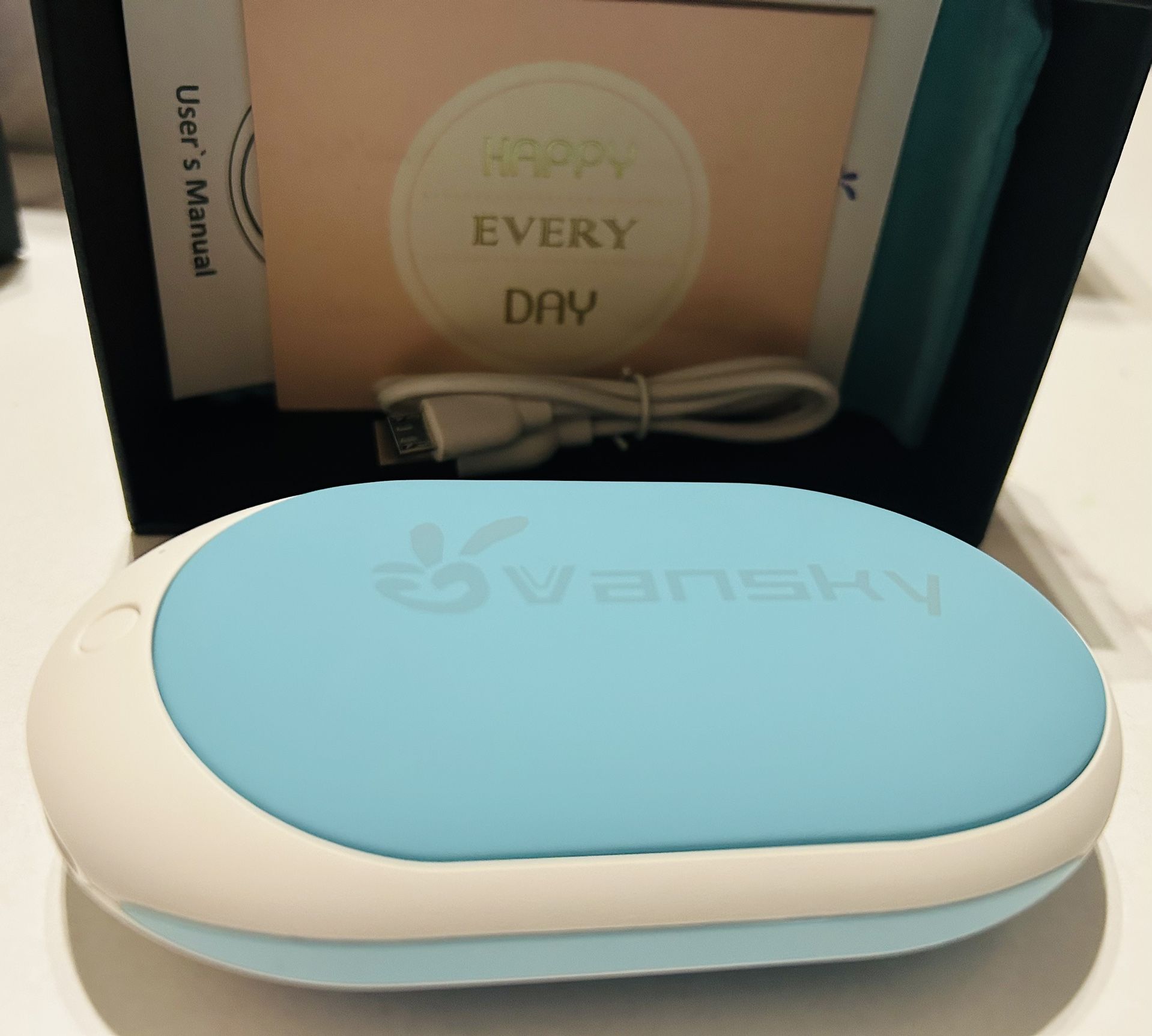 665-Rechargeable Hand Warmer, 5200mAh Electric Hand Heater, Double-Sided Heating, USB Quick Charge, Portable Pocket Hand Warmer for Outdoor, Golf, Ray
