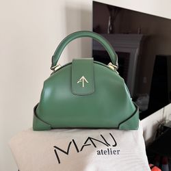 MANU ATELIER Jade Green Demi Top Handle/Crossbody Calfskin Leather Handbag