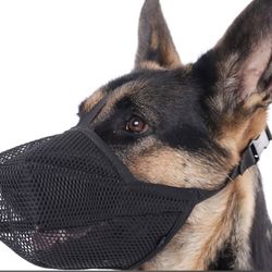 Mayerzon Dog Muzzle, Soft Mesh Muzzle for Small Medium Large Dogs, Adjustable Puppy Muzzles for Scavenging Biting Licking and Chewing, Allows Panting 