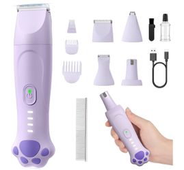 Brand new 4-in-1 Dog Clippers for Grooming Kit - 45dB Quiet 150-Min Run Non-Slip Grip Cordless Rechargeable IPX7 Waterproof Hair Paw Trimmer & Nail Gr