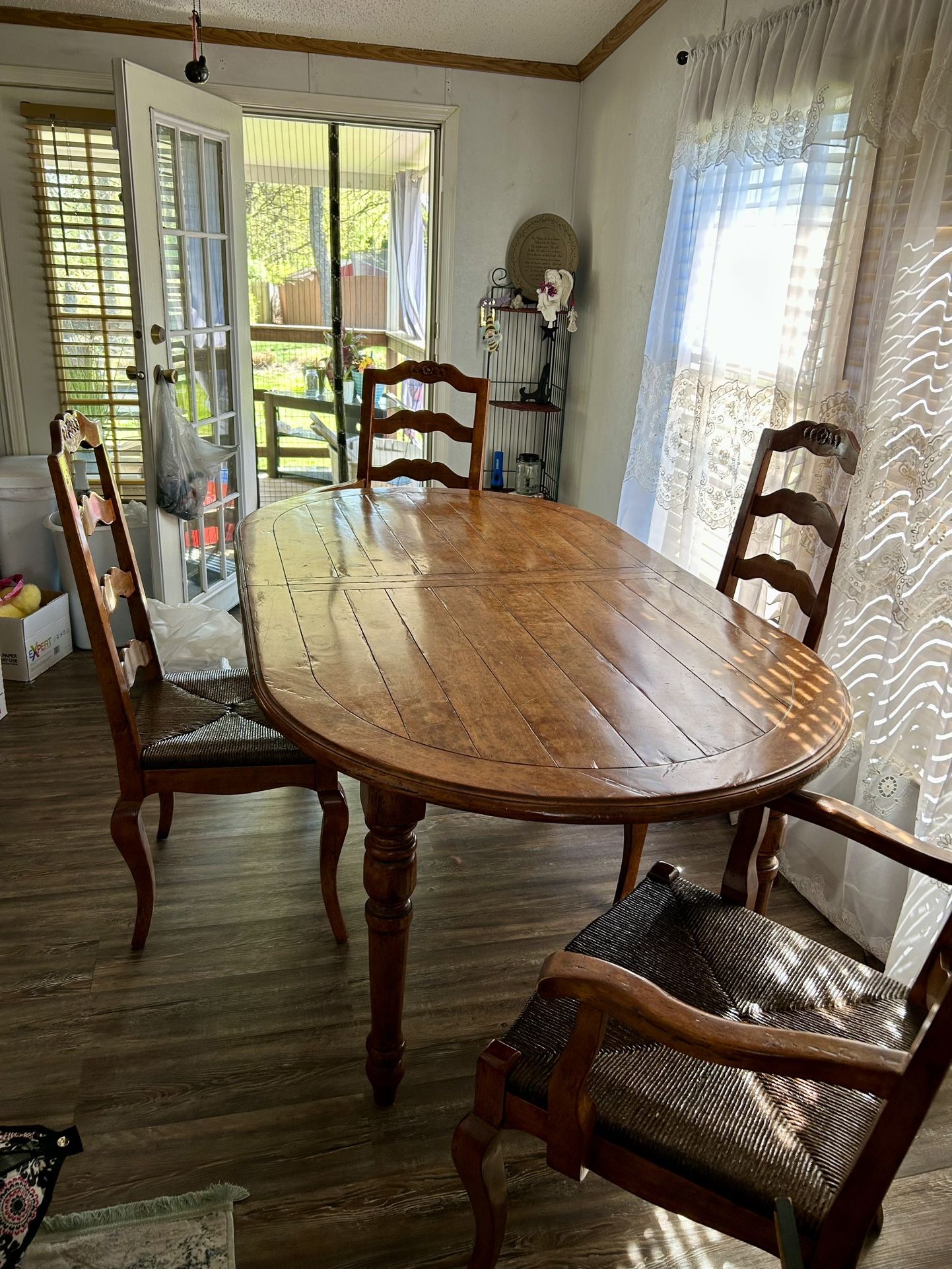 Custom Crafted Dining Table With 4 Chairs And 1 Leaf