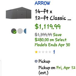 Arrow Storage Shed 14x12 4,3x3.5m