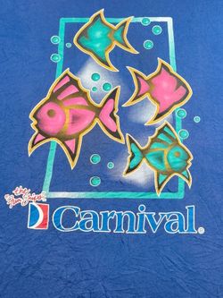 Vintage Carnival Cruise The Fun Ships Tropical Fish Graphic T-Shirt 1614