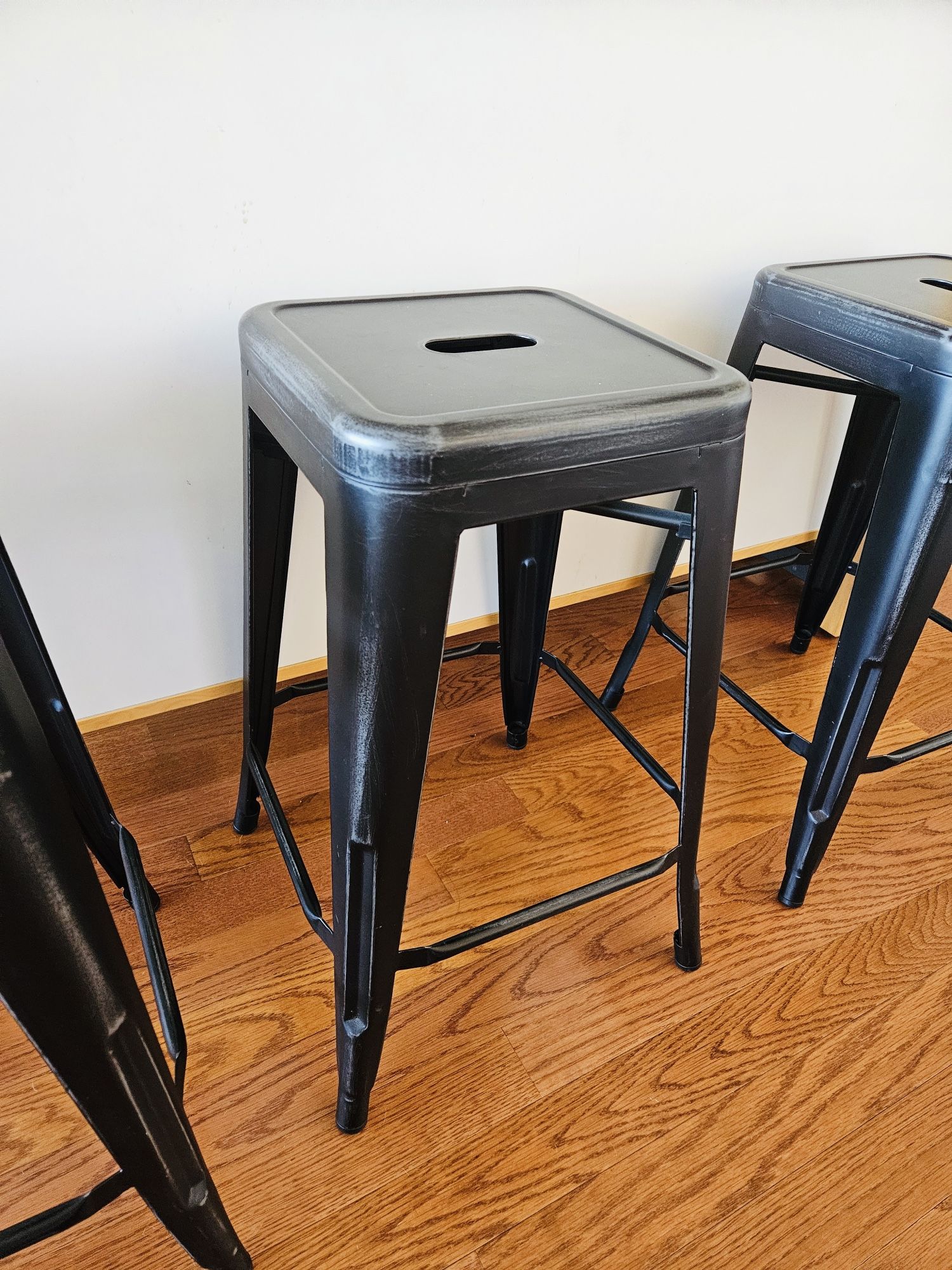 Tolix Style Retro Bar Stools (3) - Gunmetal finish