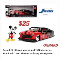 1:24 Mickey Mouse and 1951 Mercury- Blackwith Red Flames-Disney Mickey Mouse 