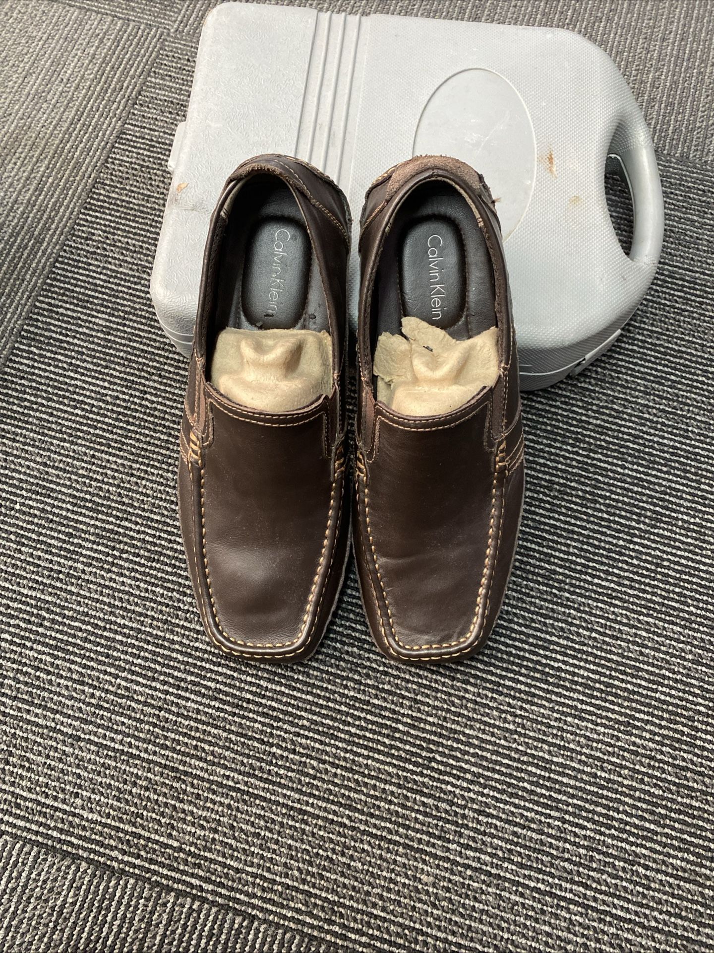 Calvin Klein Men's Mully Nappa Dark Brown Leather Driving Loafers F0910 Size 9.5