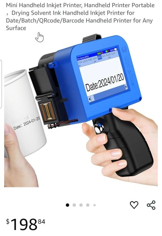 Mini Handheld Inkjet Printer, Handheld Printer Portable ,Drying Solvent Ink Handheld Inkjet Printer for Date/Batch/QRcode/Barcode Handheld Printer for