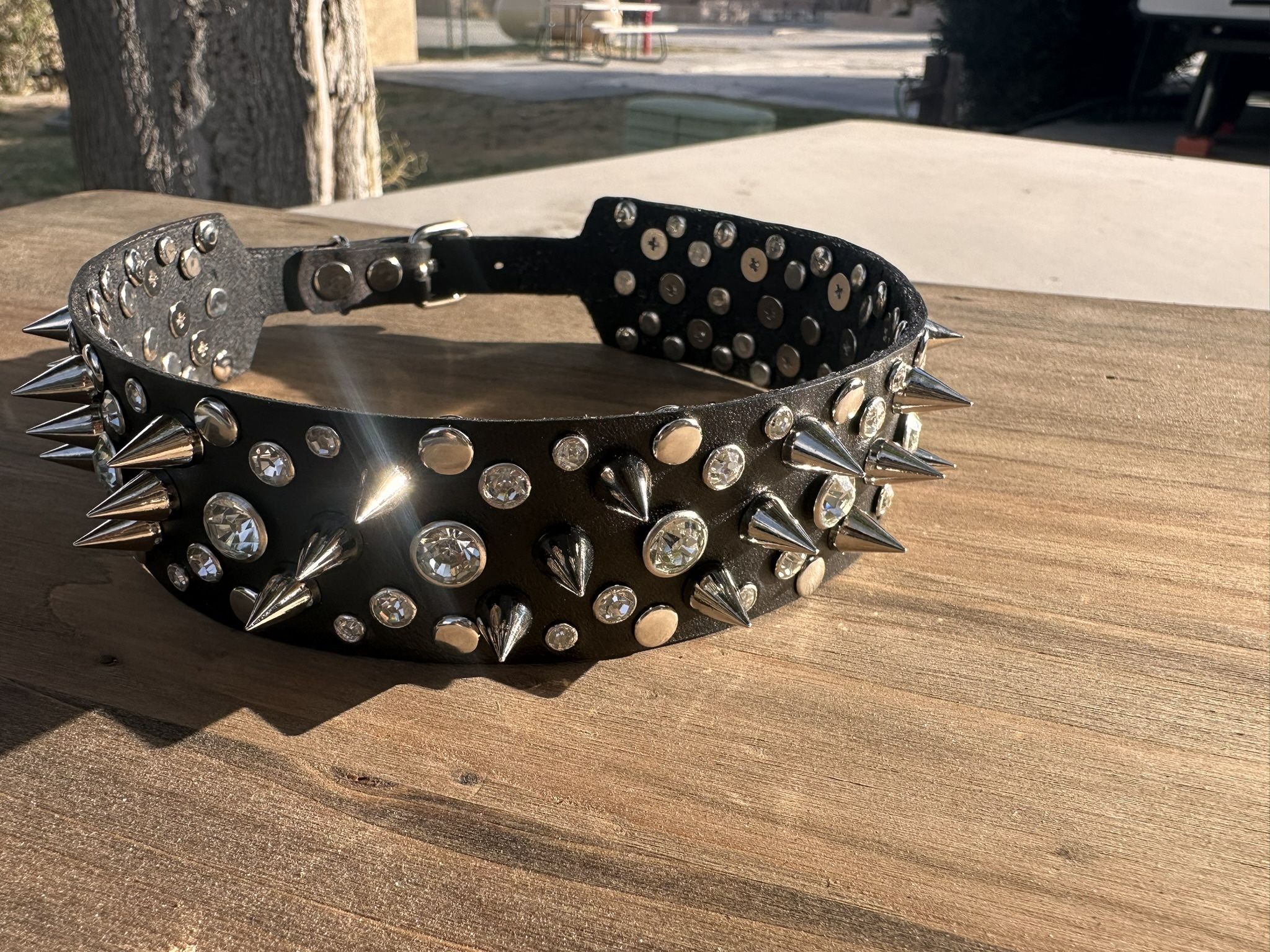 Spike Leather Dog Collar 15.5 -17.5 Inches For People Or Dogs