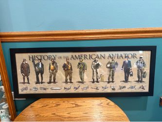 Pre Owned Unique VTG HISTORY OF AMERICAN AVIATOR (Pilots) Lithograph Framed