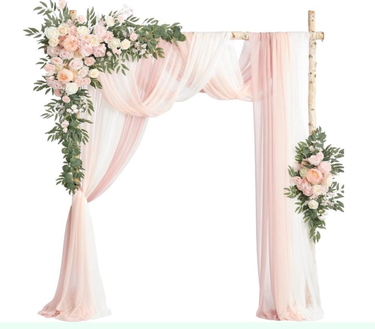 Ling’s Moment Deluxe Arch Drapes and Florals Kit (Set Of 5) Blush and Cream
