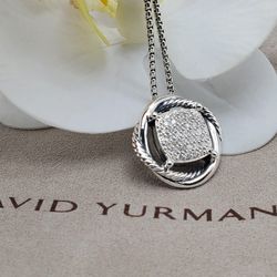 David Yurman Sterling Silver & Diamonds Infinity Pendant Necklace 