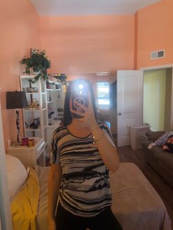 Striped Black and White Short Sleeve Scoop Neck Top