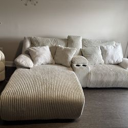 White Fluffy Couch And Rocking Chair 
