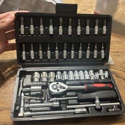 46-wPiece 1/4” Drive Socket & Bit Set – Brand New