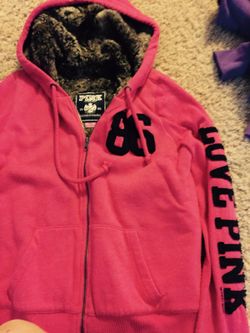 Pink hoodie with fur