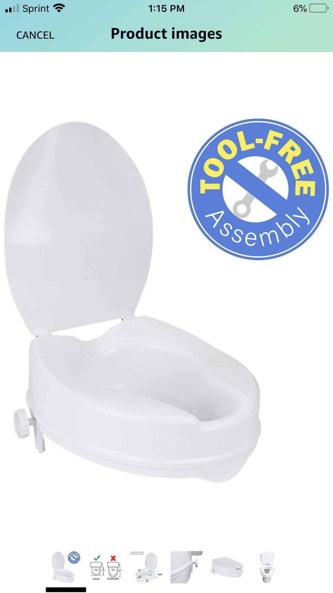 Vaunn Medical Clamp-On 4" Height Raised Toilet Seat Riser for Standard Size Round Toilets (16.5'') NOT for Elongated Toilets