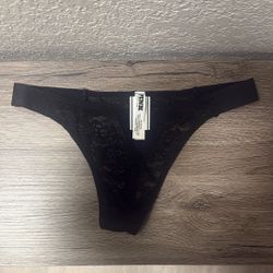 Pink, Black, Lacy Thong