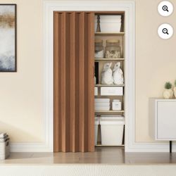 BRAND NEW - 32” x 80” - Techni Home Studio Series W PVC Foldable Accordion Doors - Walnut