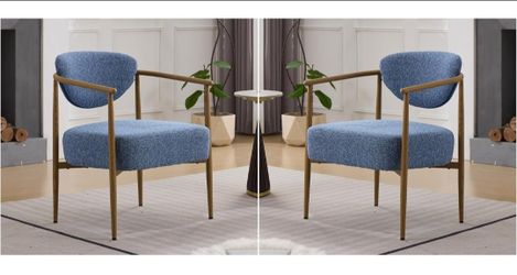 Four chairs for the dining room, living room, or bedroom; upholstered with foam-padded backrest and seat; soft, comfortable seat; metal frame with wat