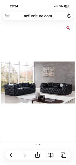 Black Faux Leather Sofa Set
