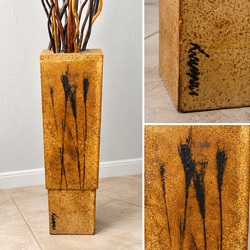 Dennis Kirchmann Signed MCM Studio Pottery Floor Vase Botanical Design