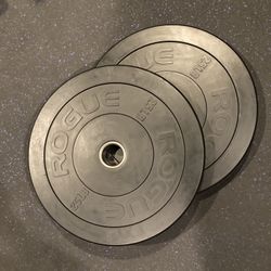 Rogue Fitness Pair Of 25 Lb Olympic Rubber Bumper Weight Plates