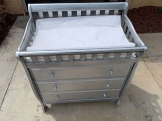 3 Drawer Silver  Nursery Changing Table