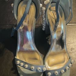 Denim Pearl Heels