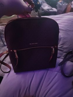 michael kors  backpack brown with gold zipper