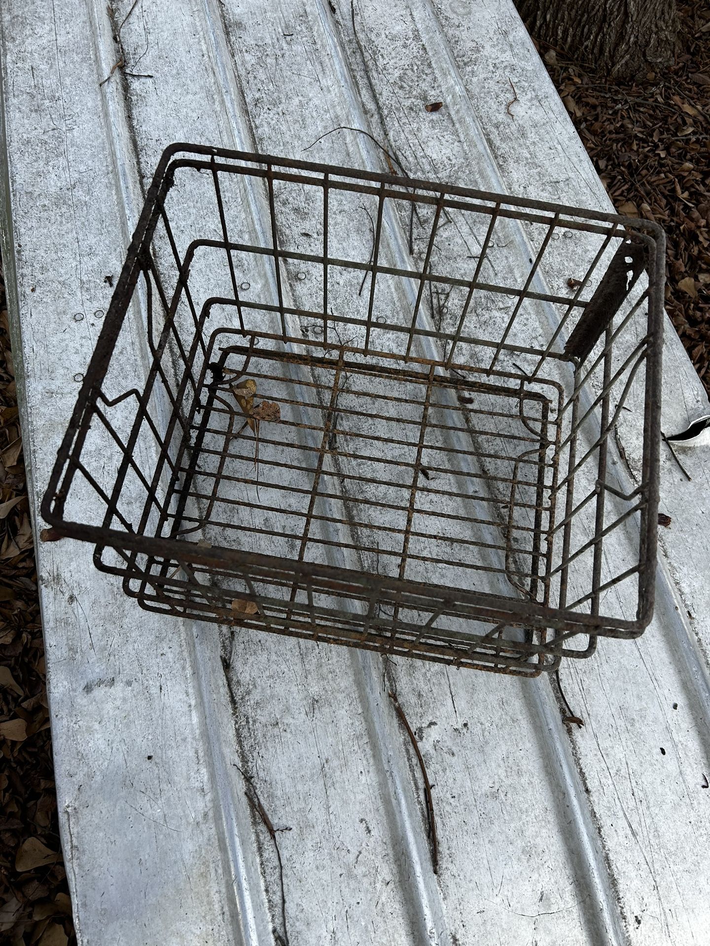 Vintage Metal Milk Crate