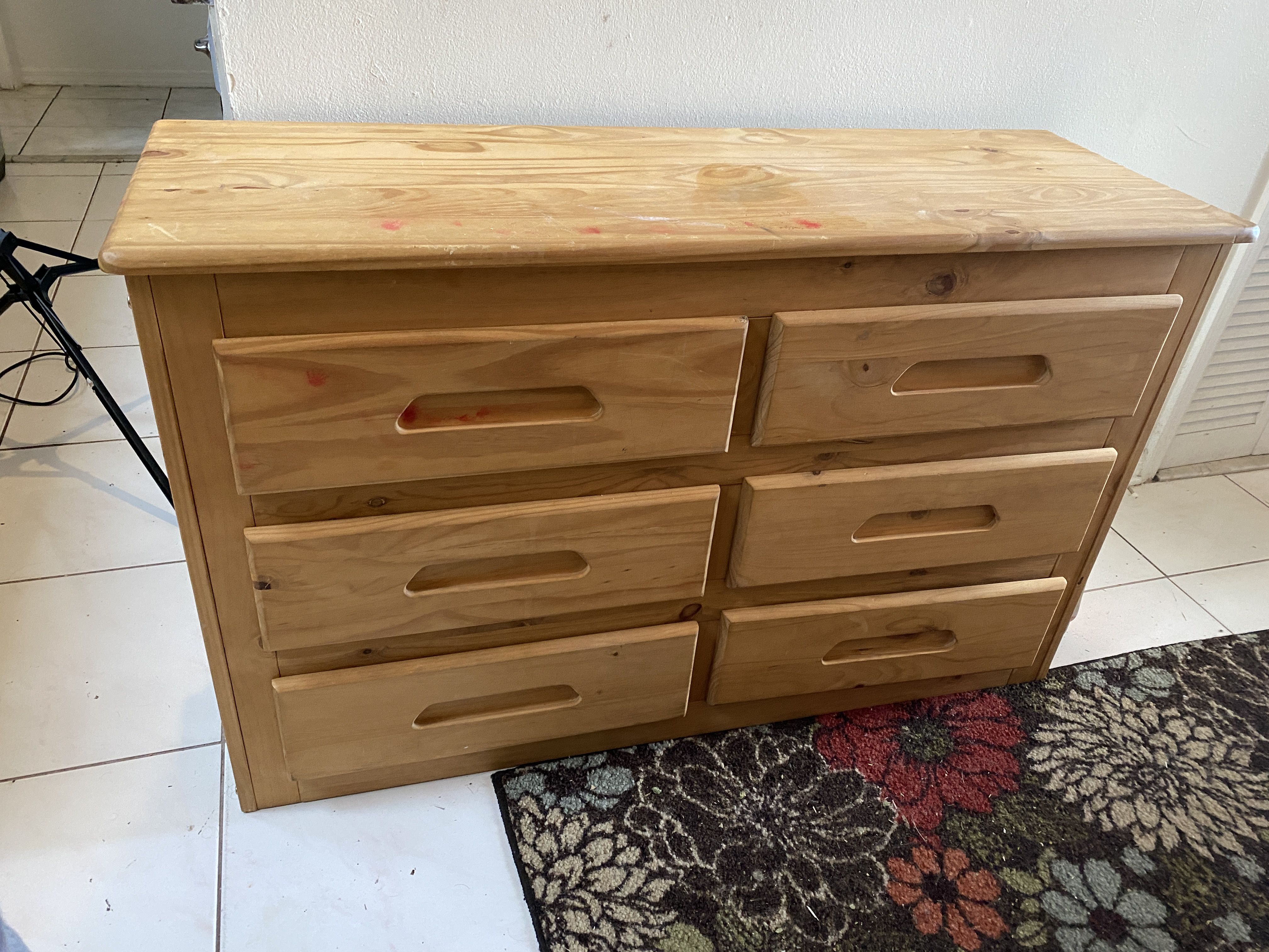 Six Drawer Wooden Dresser Storage Chest