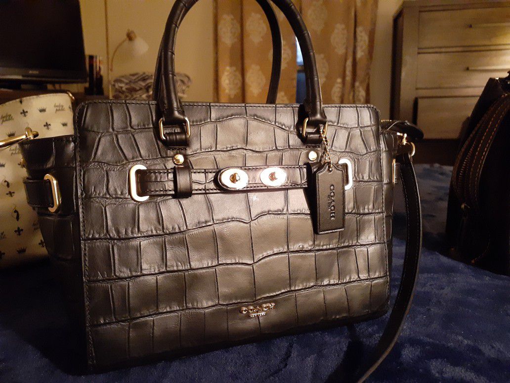 COACH Handbag, BRAND NEW! Beautiful Embossed Black Leather