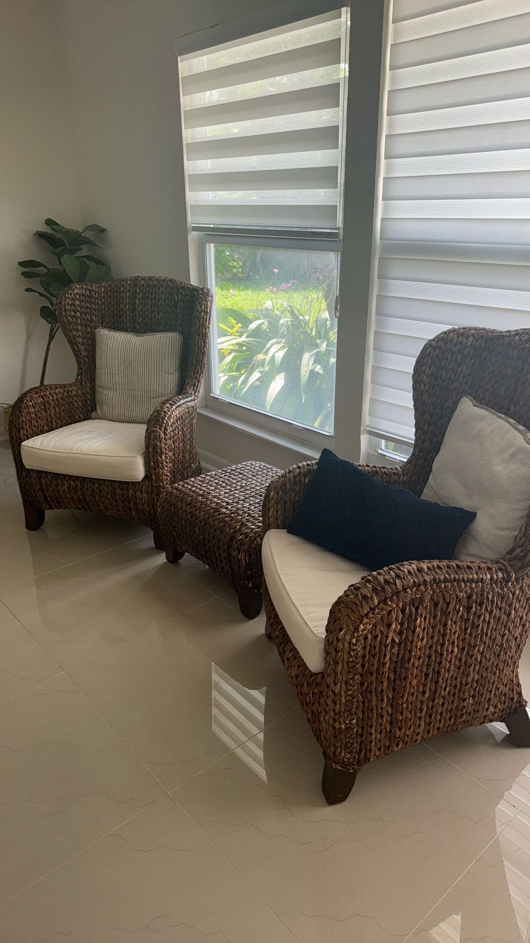 Pottery Barn Seagrass Wingback Chairs