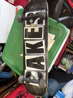 Black Baker skateboard with Independent trucks and Spitfire wheels
